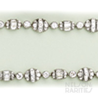 French-Cut Diamond, Baguette-Cut Diamond, Diamond and Platinum Necklace Which Separates into Three Bracelets - French