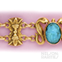 Turquoise and Gold Egyptian Revival Bracelet