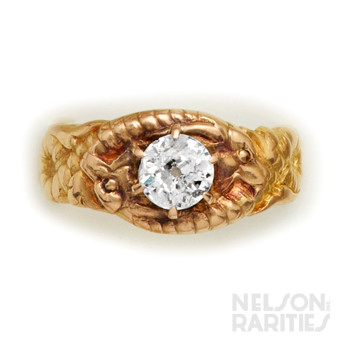Diamond and Carved Gold Ring