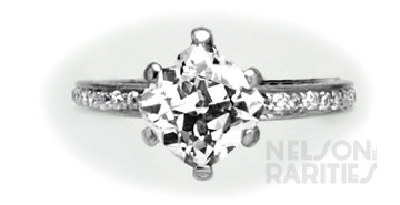 2.22 Carats Cushion-Cut Diamond (GIA G/VS2), Pavé Diamond and Platinum Ring