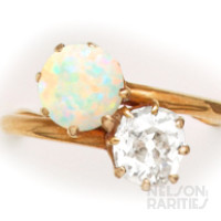 Diamond, Opal and Gold Bypass Ring