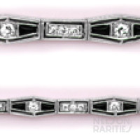 Diamond, Onyx and Platinum Zigzag Bracelet